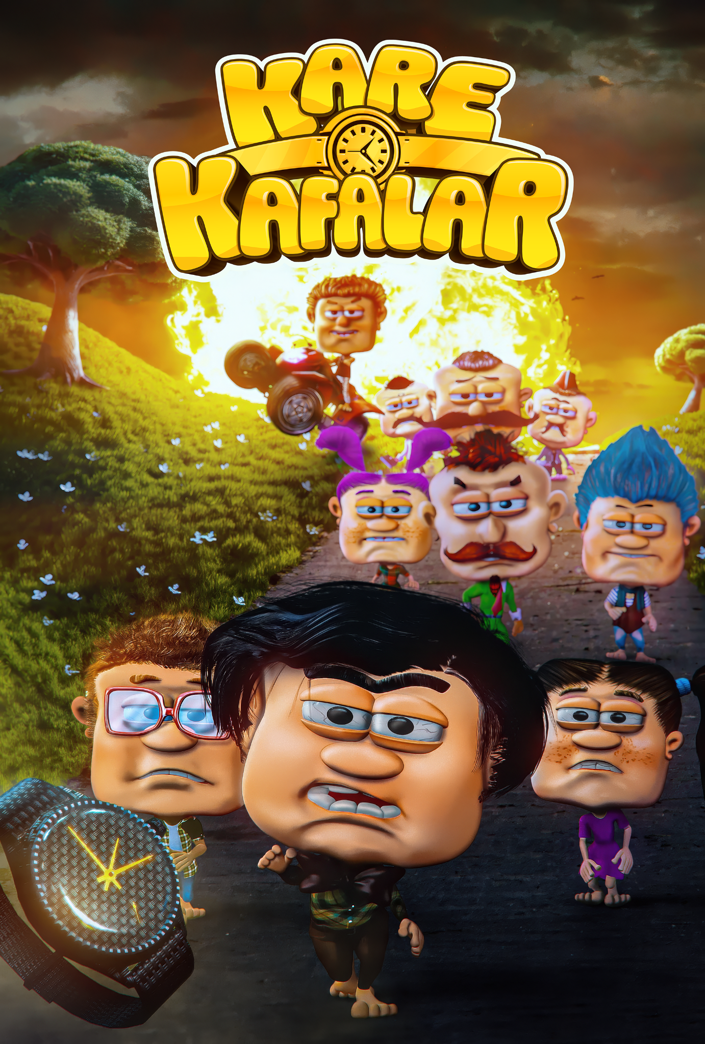 Kare Kafalar (Square Heads) animated film poster by Digitoons Animation Studio